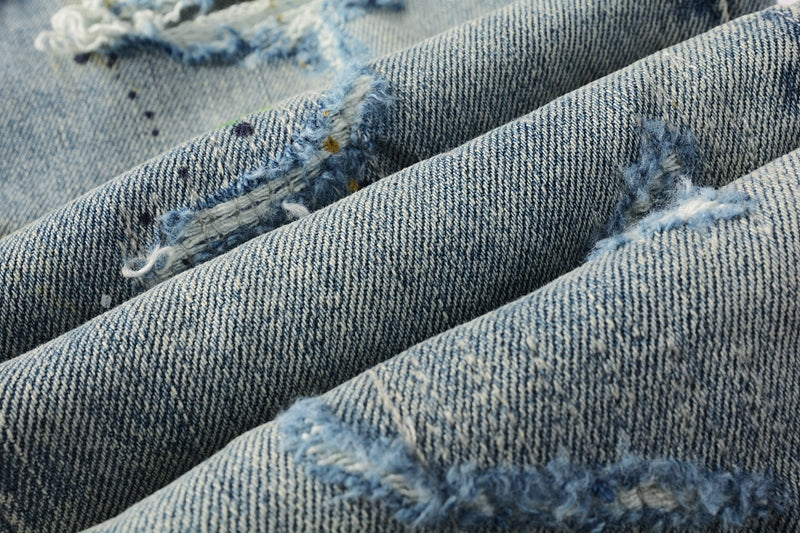 Purple Brand distressing detail close-up
