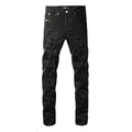 Purple Brand black distressed jeans front view