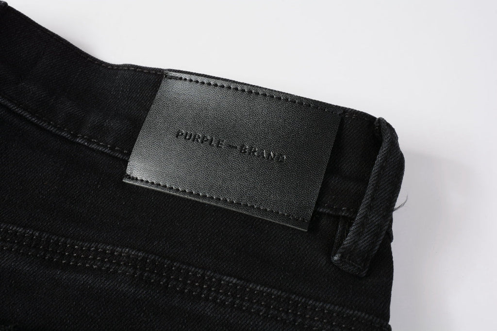 Purple Brand black distressed jeans back view