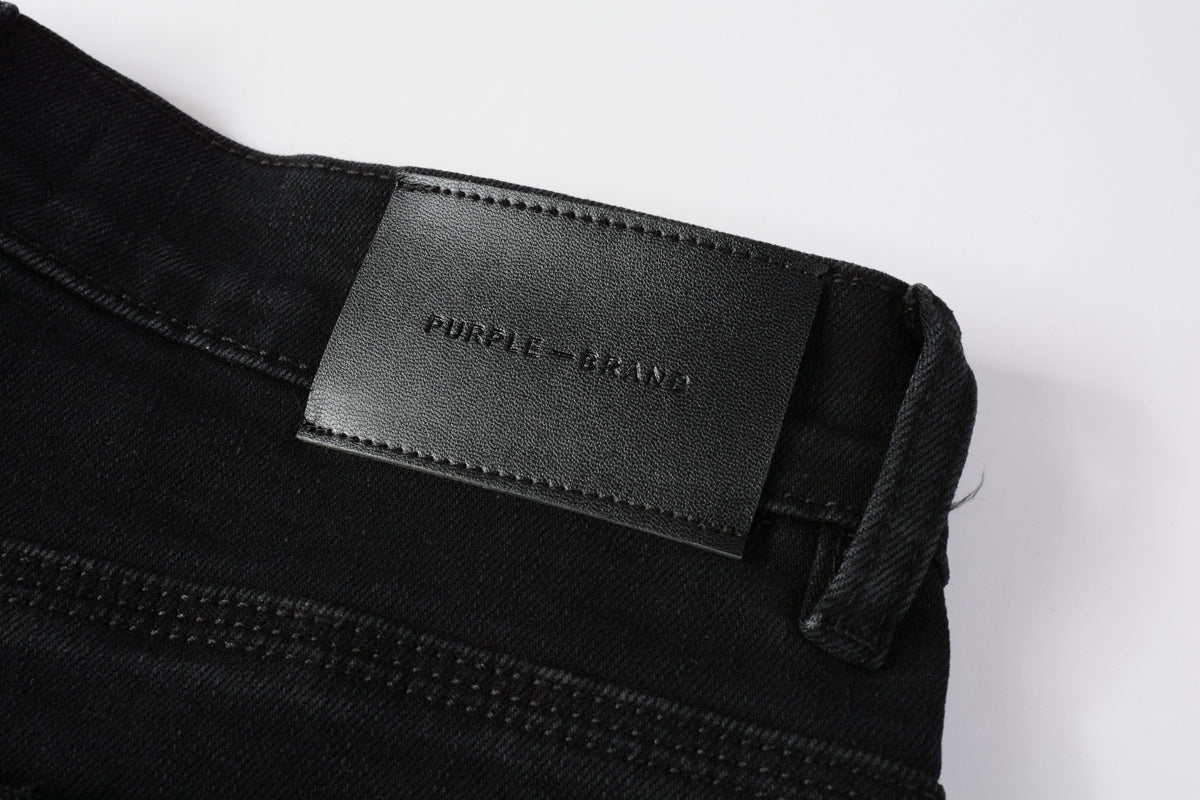 Purple Brand black distressed jeans back view