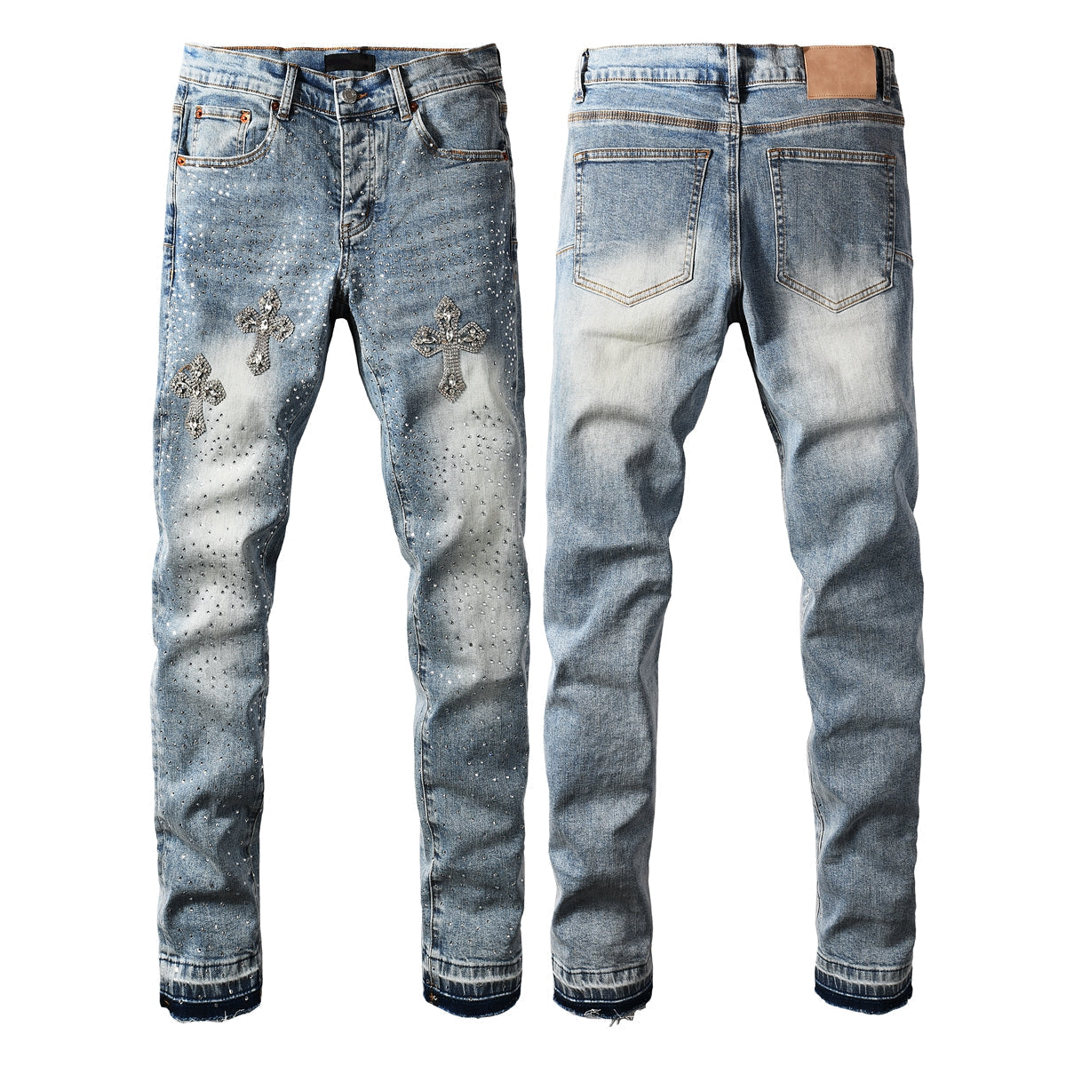 Crystal Cross Rhinestone Jeans - Back view