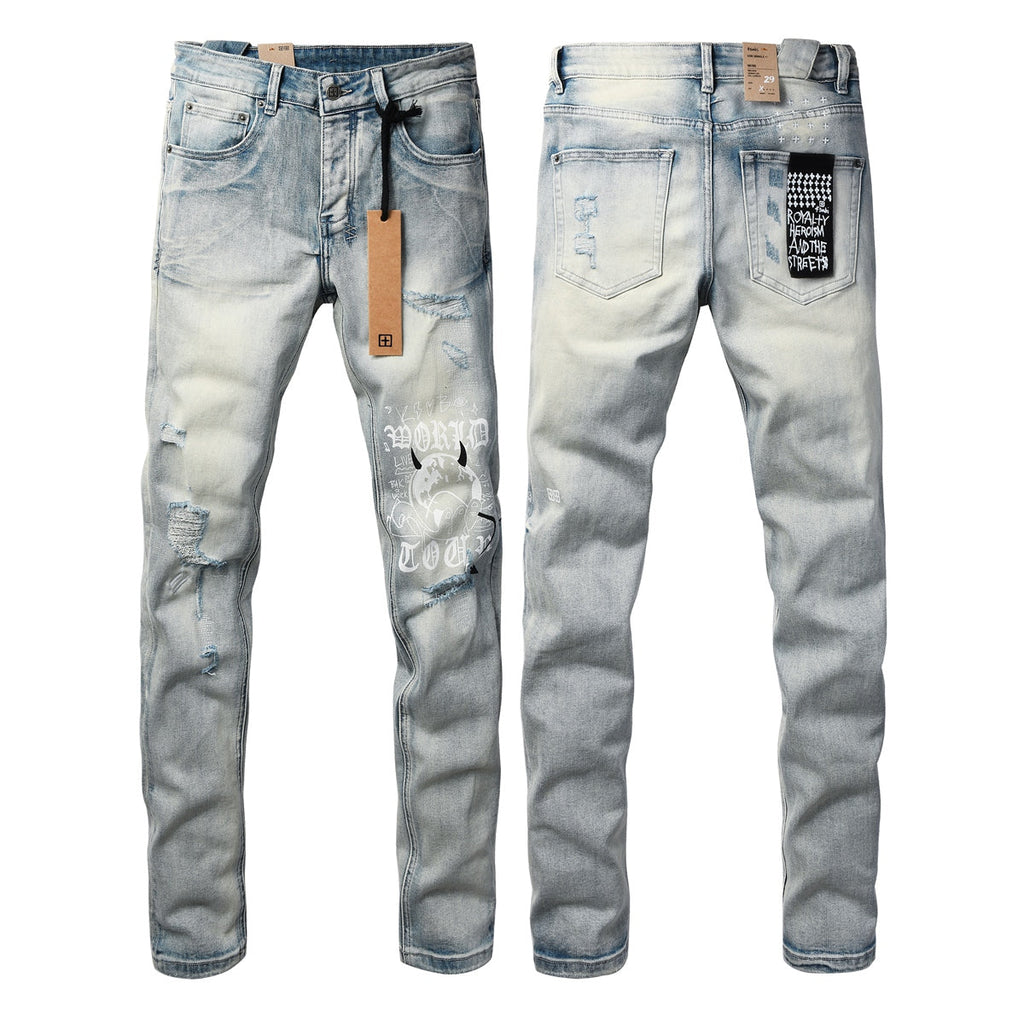 Rhinestone Cross Embellished Jeans front view