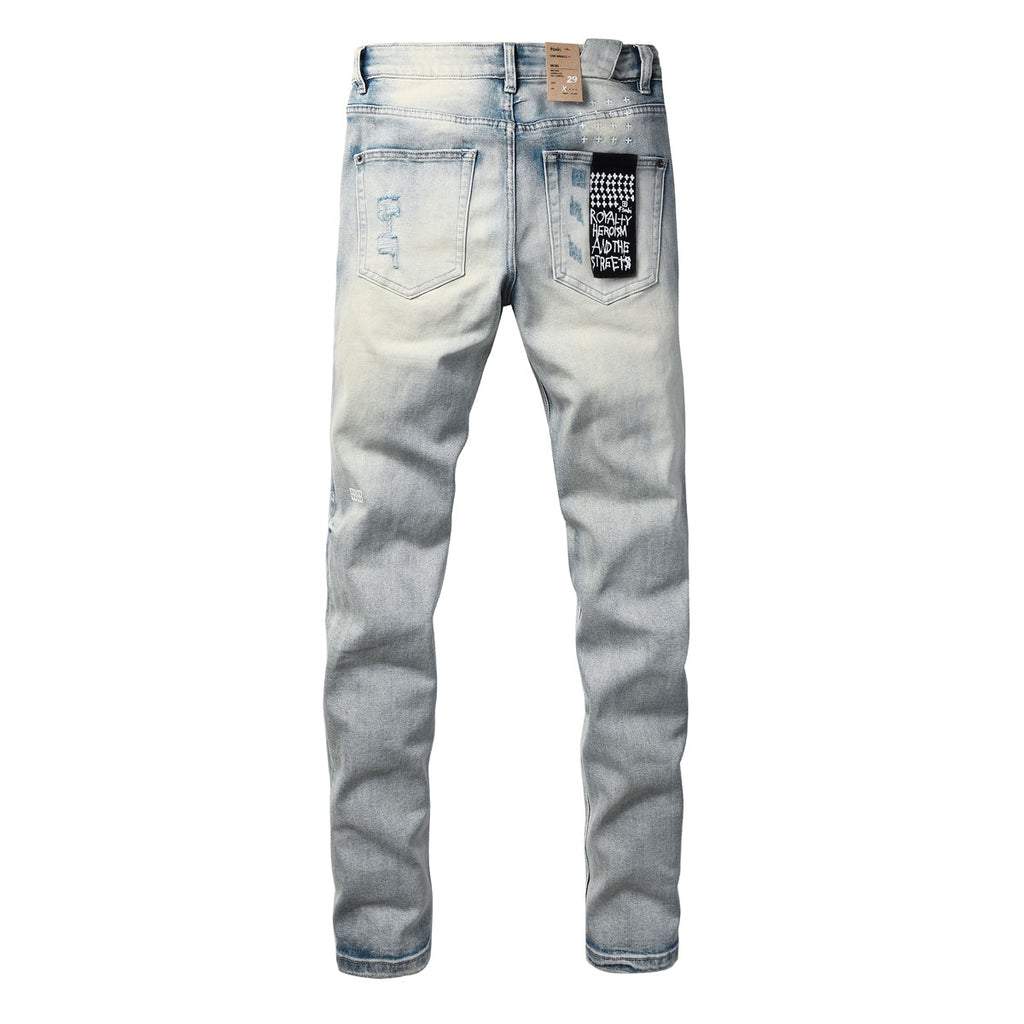 Rhinestone Cross Embellished Jeans front and back view