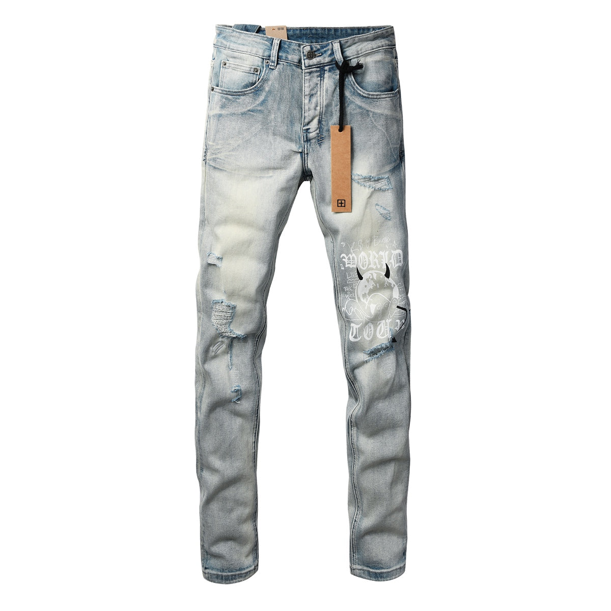 Rhinestone Cross Embellished Jeans detail view