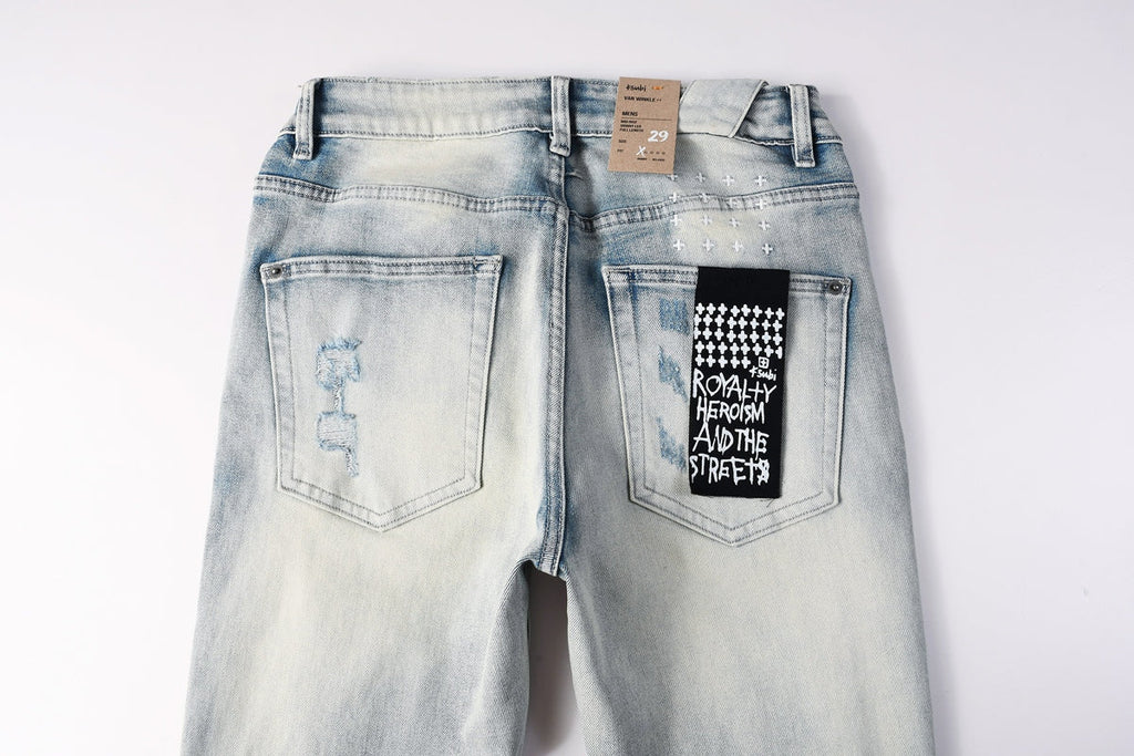 Rhinestone Cross Embellished Jeans back view