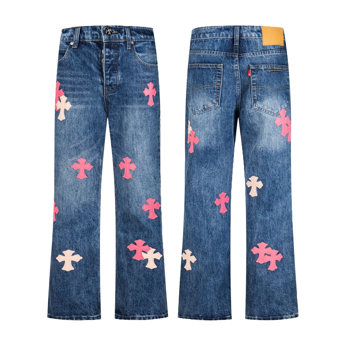 Chrome Hearts x Levi's Pink Cross Patch Flare Jeans