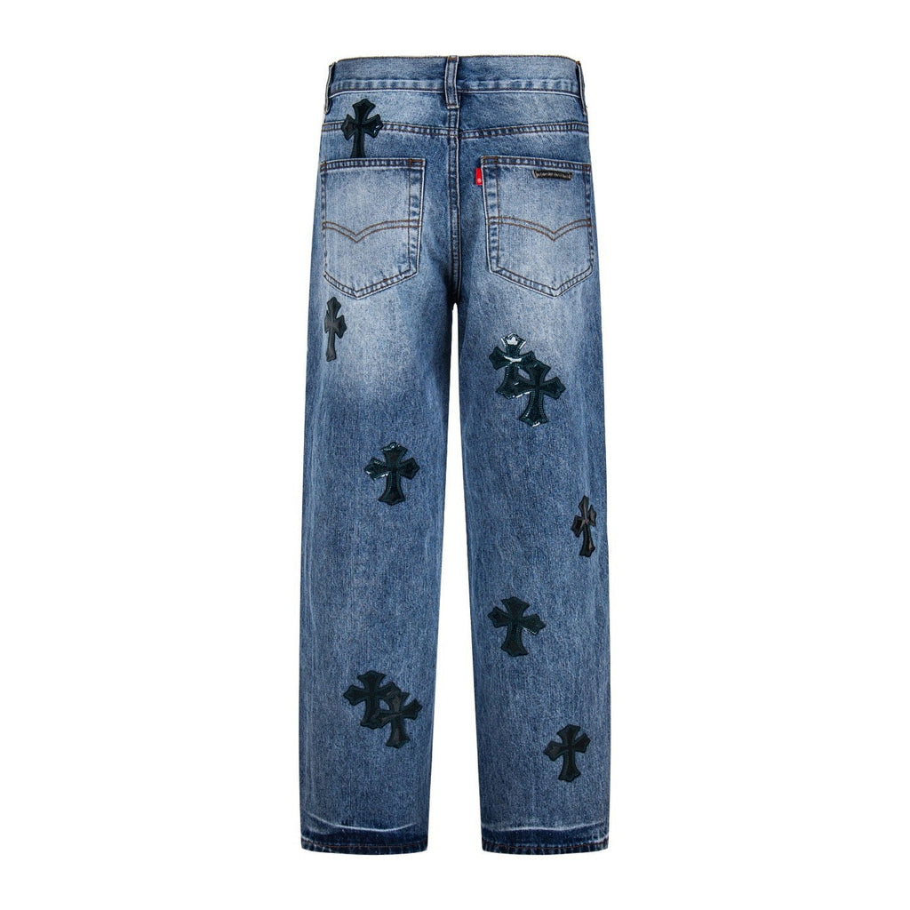 Chrome Hearts x Levi's Cross Patch Jeans - Front and back view