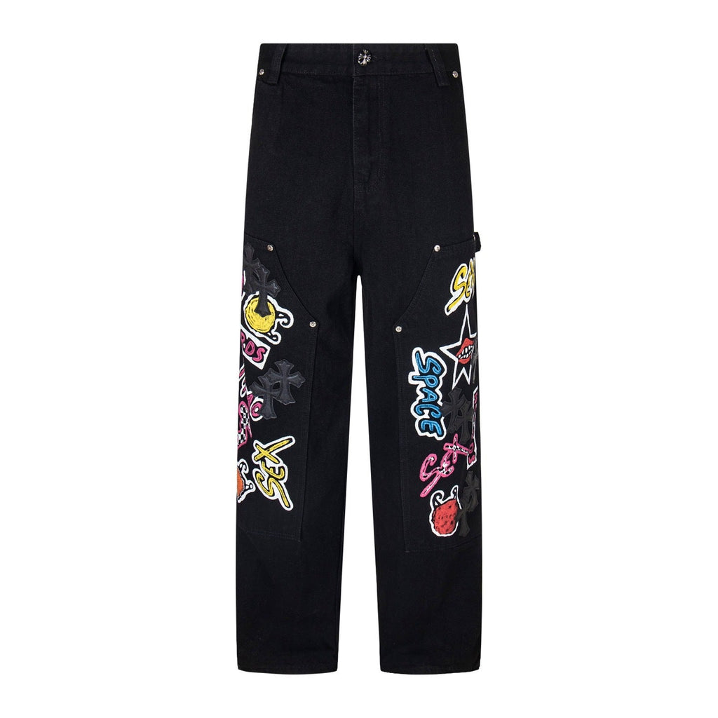 Chrome Hearts x Space Records Graffiti Carpenter Pants - Front view