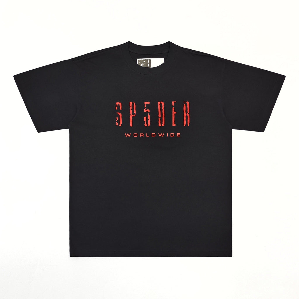 Sp5der Worldwide T-Shirt Black Red - Front Logo Detail