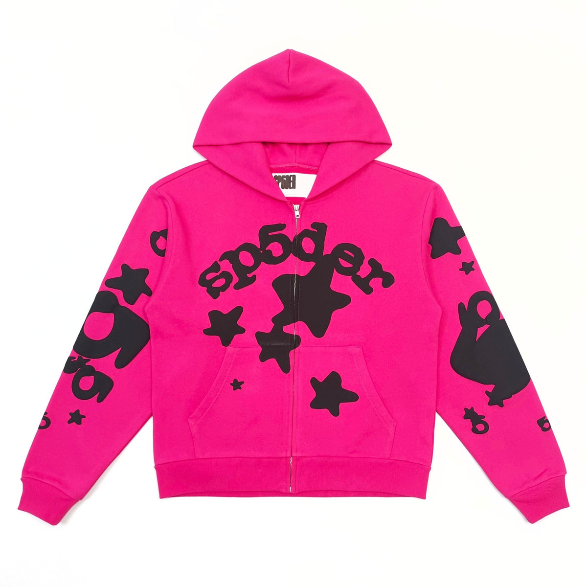 Sp5der Pink Star Zip-Up Hoodie - Back