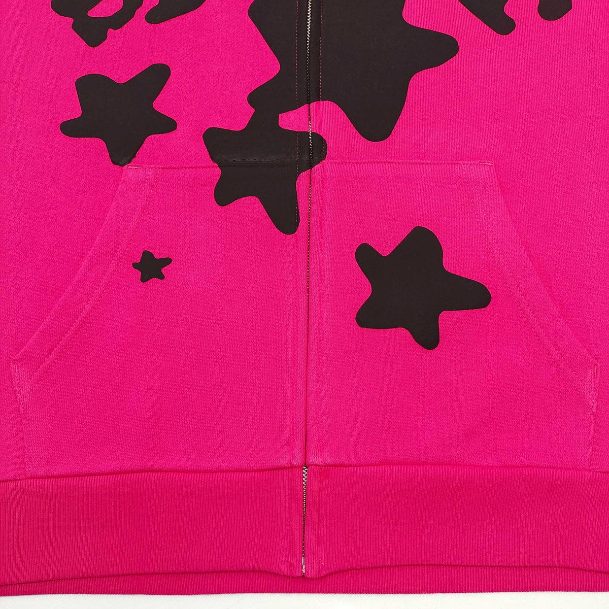 Sp5der Pink Star Zip-Up Hoodie - Front Detail