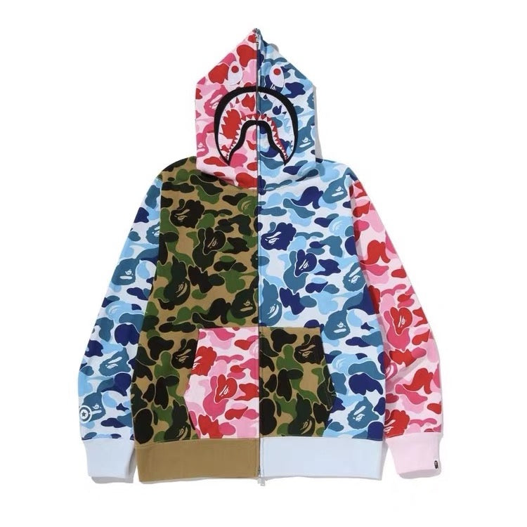 BAPE Black Dot Camo Shark Hoodie - Front flat lay