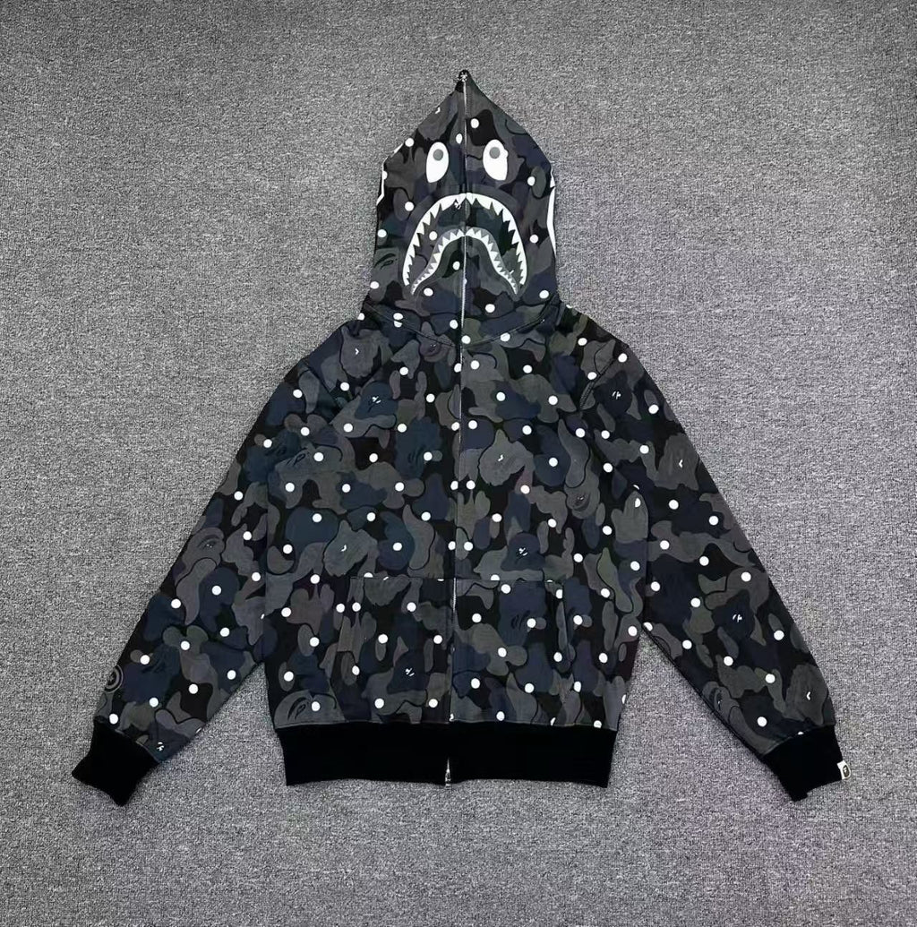 BAPE Shark Full-Zip Hoodie – Black Dot Camo