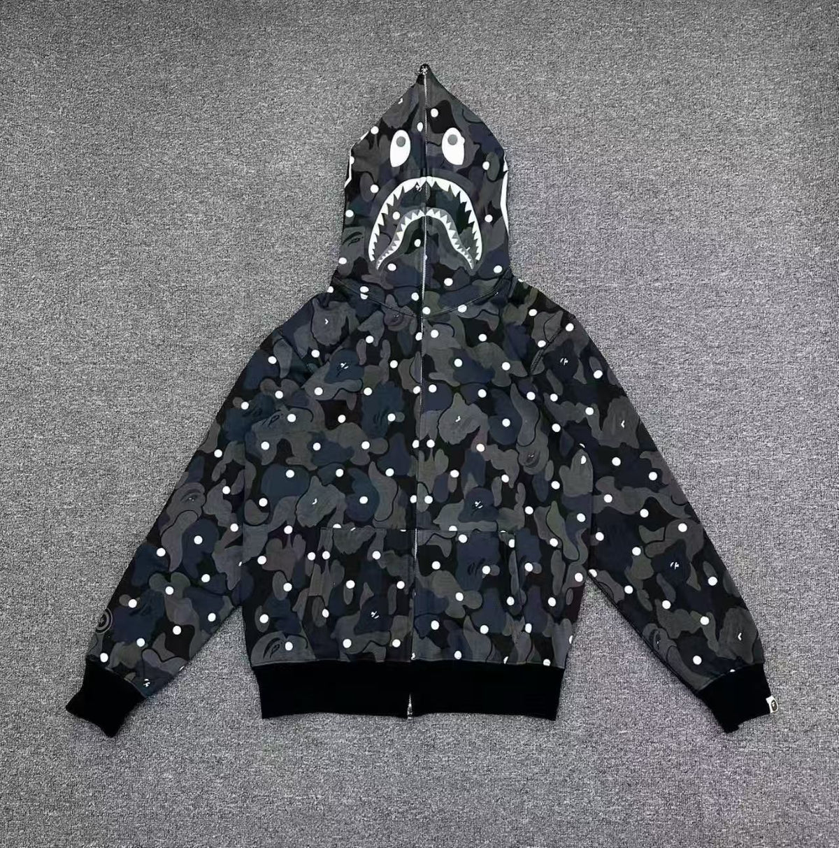 BAPE Shark Full-Zip Hoodie – Black Dot Camo