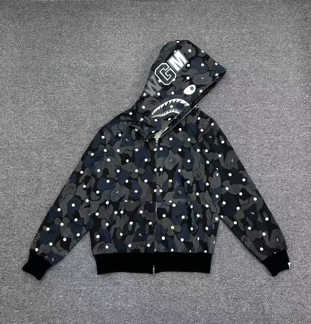BAPE Shark Full-Zip Hoodie – Black Dot Camo
