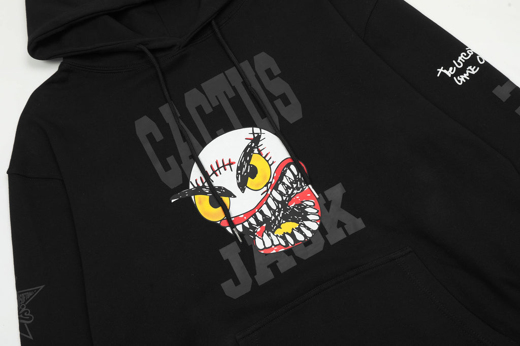 Cactus Jack hoodie chest graphic close-up