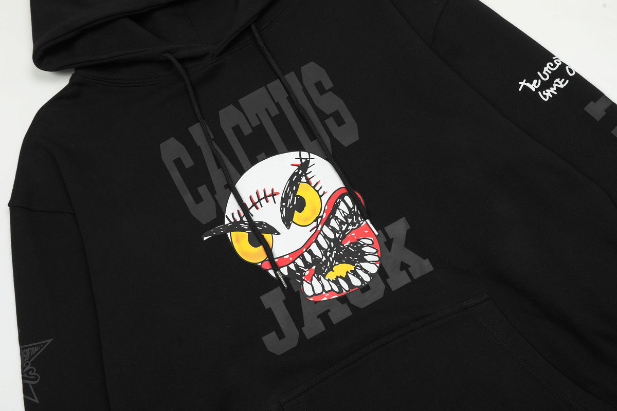 Cactus Jack hoodie chest graphic close-up