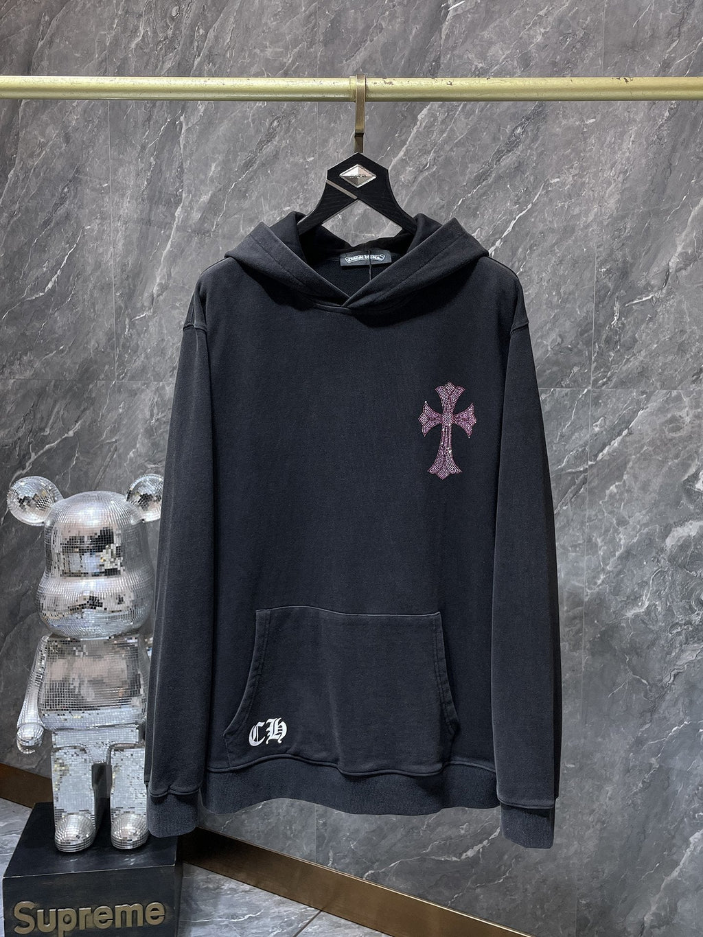Chrome Hearts Rhinestone Cross Hoodie - back view