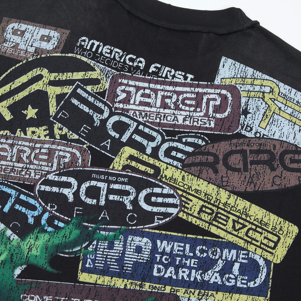 Rare Peace Dark Age Tee - Back detail badge collage