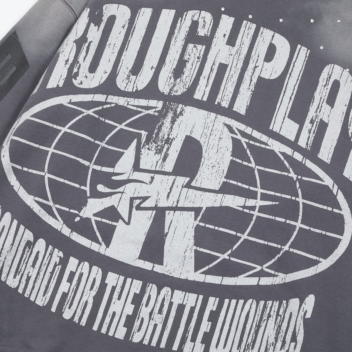Roughplay Globe Hoodie - red sculpture graphic close-up