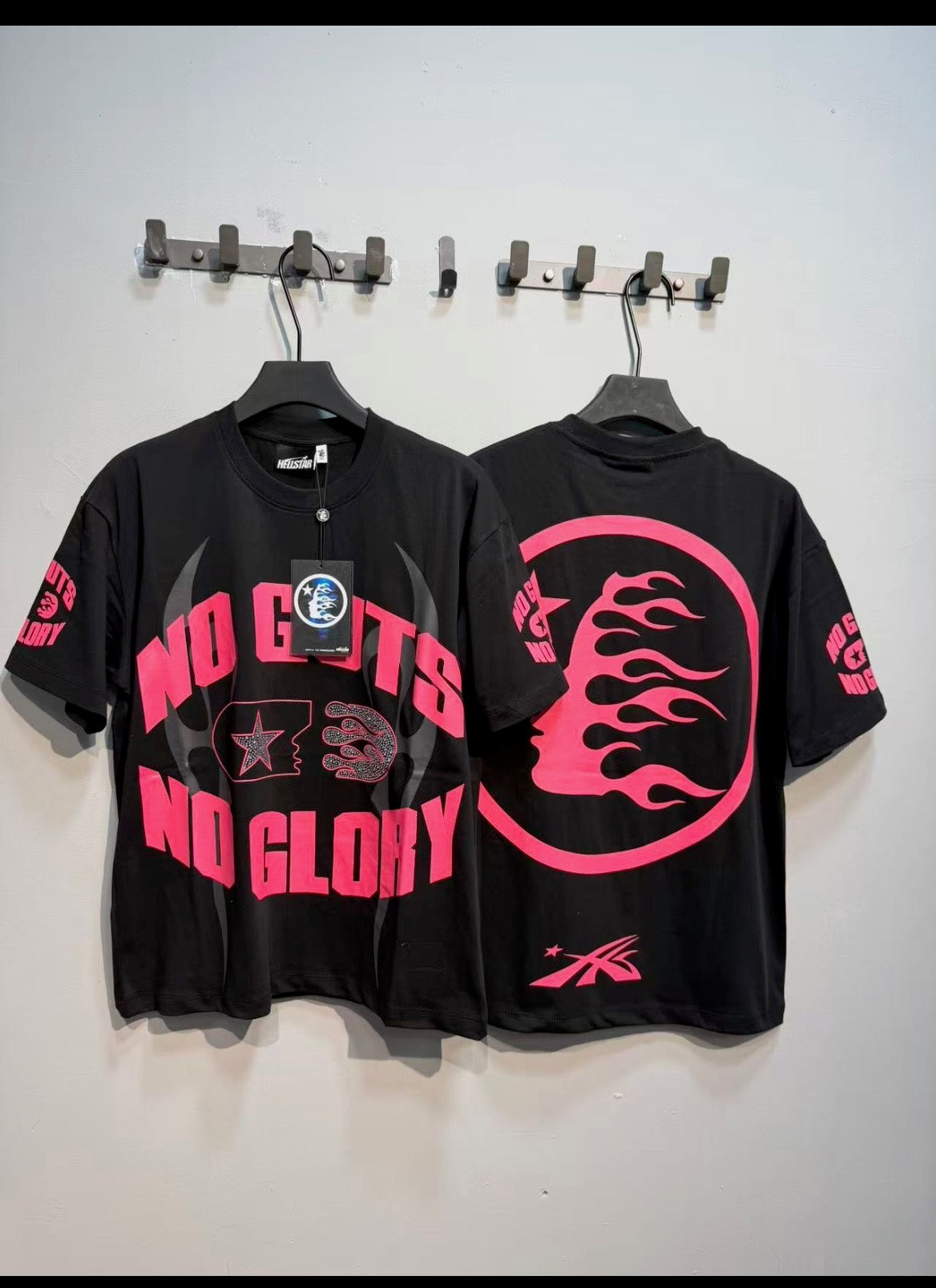 Hellstar No Guts No Glory T-Shirt - Black and White front view