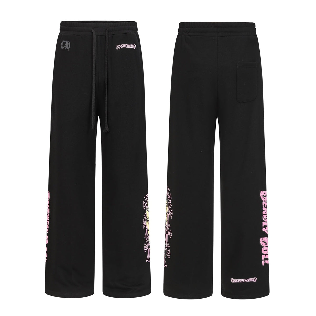 Chrome Hearts iridescent cross and anime figure graphic detail