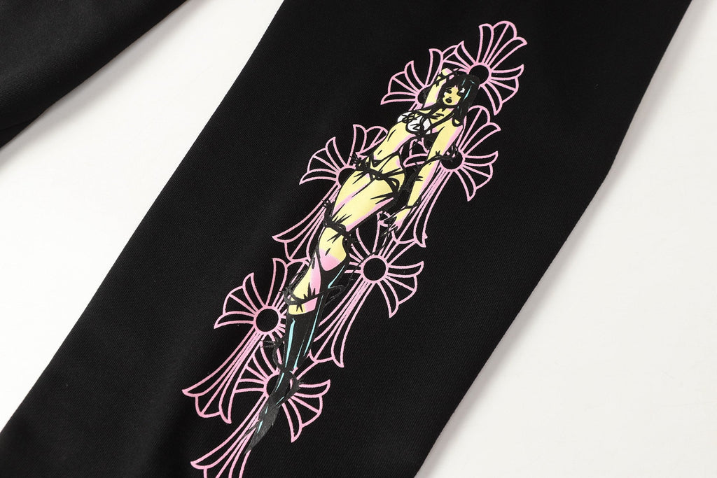 Chrome Hearts Deadly Doll sweatpants front and back view