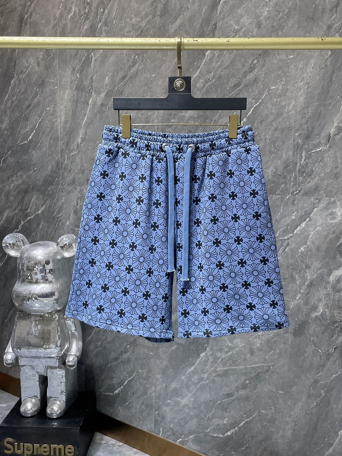 Chrome Hearts floral cross shorts full front view