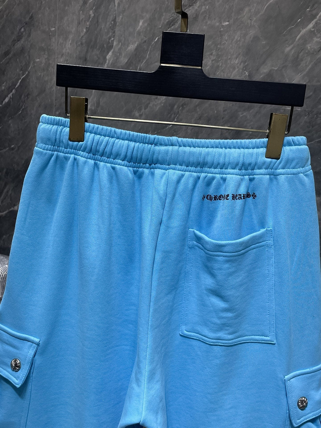 Chrome Hearts cargo shorts waistband and drawstring close-up