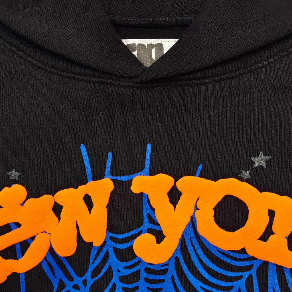 Sp5der New York Hoodie Black - New York graphic detail