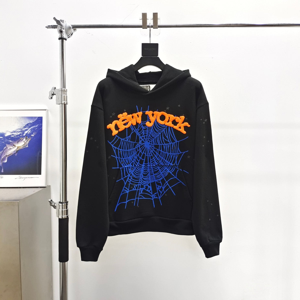 Sp5der New York Hoodie Black - Front view