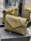 Saint Laurent LouLou Medium Bag Khaki – Front View with YSL Monogram