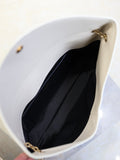 Saint Laurent Cassandra envelope bag interior black lining with flat slip pocket