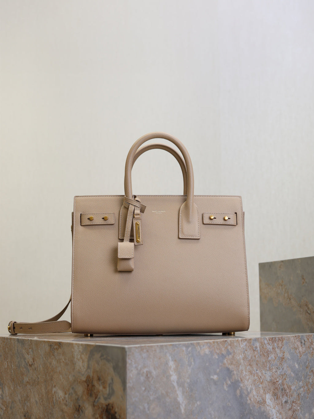 Saint Laurent Sac de Jour small bag front view in poudre leather