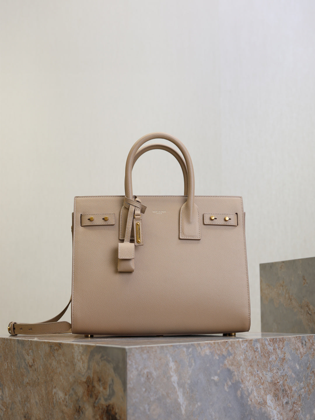 Saint Laurent Sac de Jour small bag front view in poudre leather