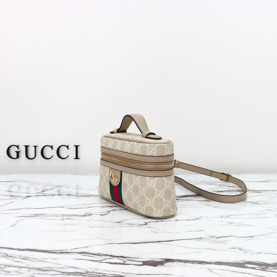 Gucci Ophidia mini bag back view with crossbody strap