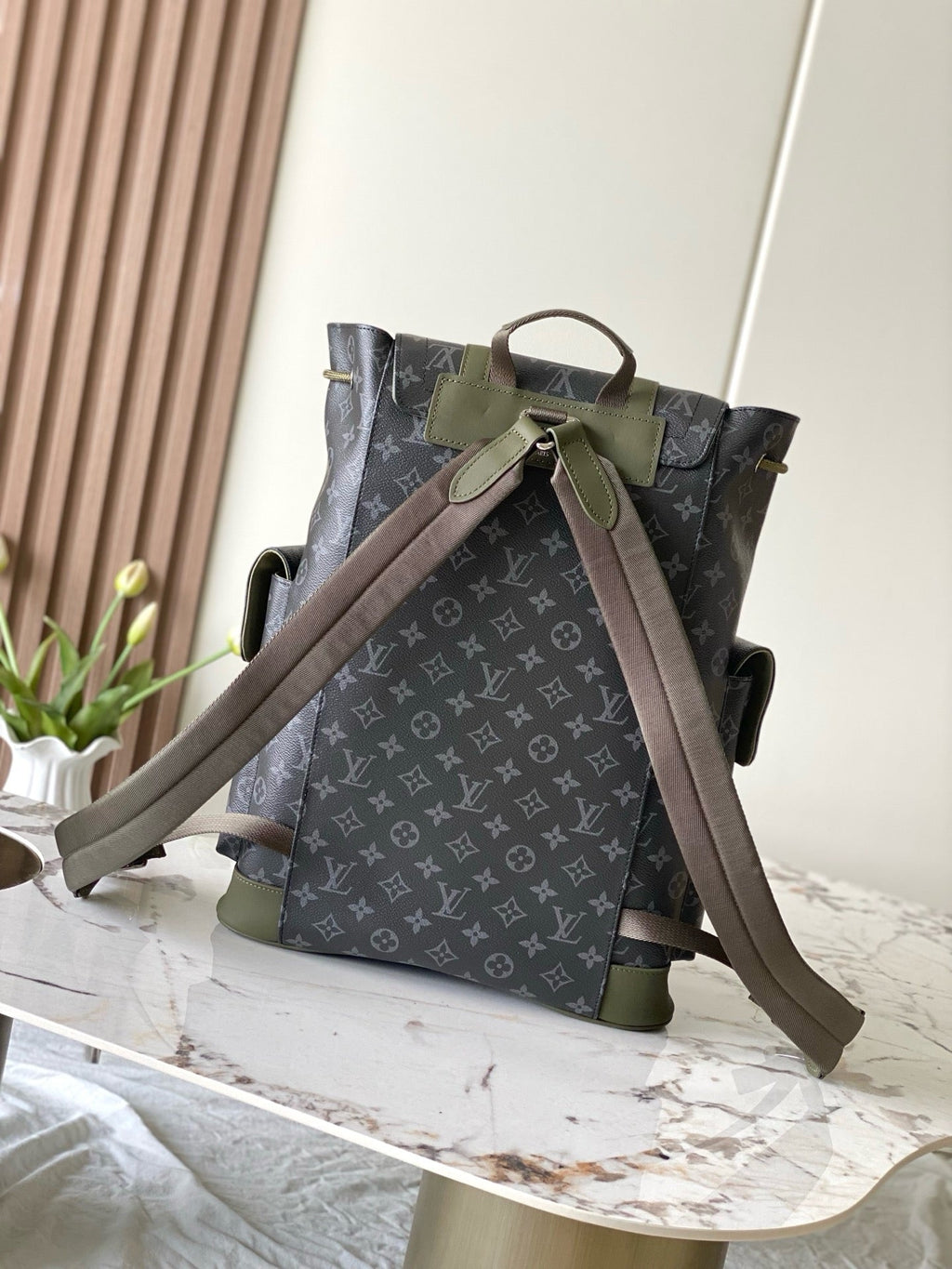 Louis Vuitton Christopher Backpack MM – Back View with Padded Straps