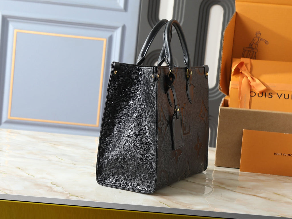 Louis Vuitton OnTheGo GM Black Empreinte – Gold LV Hardware Close-Up