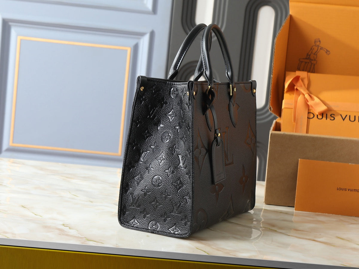 Louis Vuitton OnTheGo GM Black Empreinte – Gold LV Hardware Close-Up