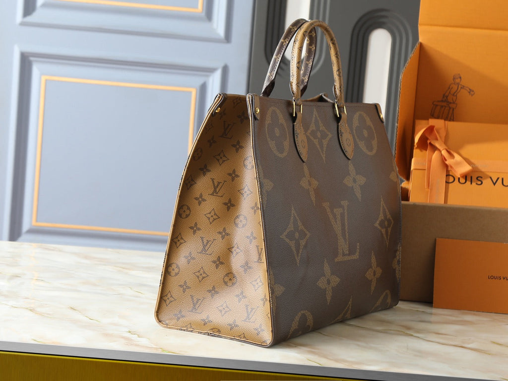 Louis Vuitton OnTheGo GM – Side View showing Reverse Monogram