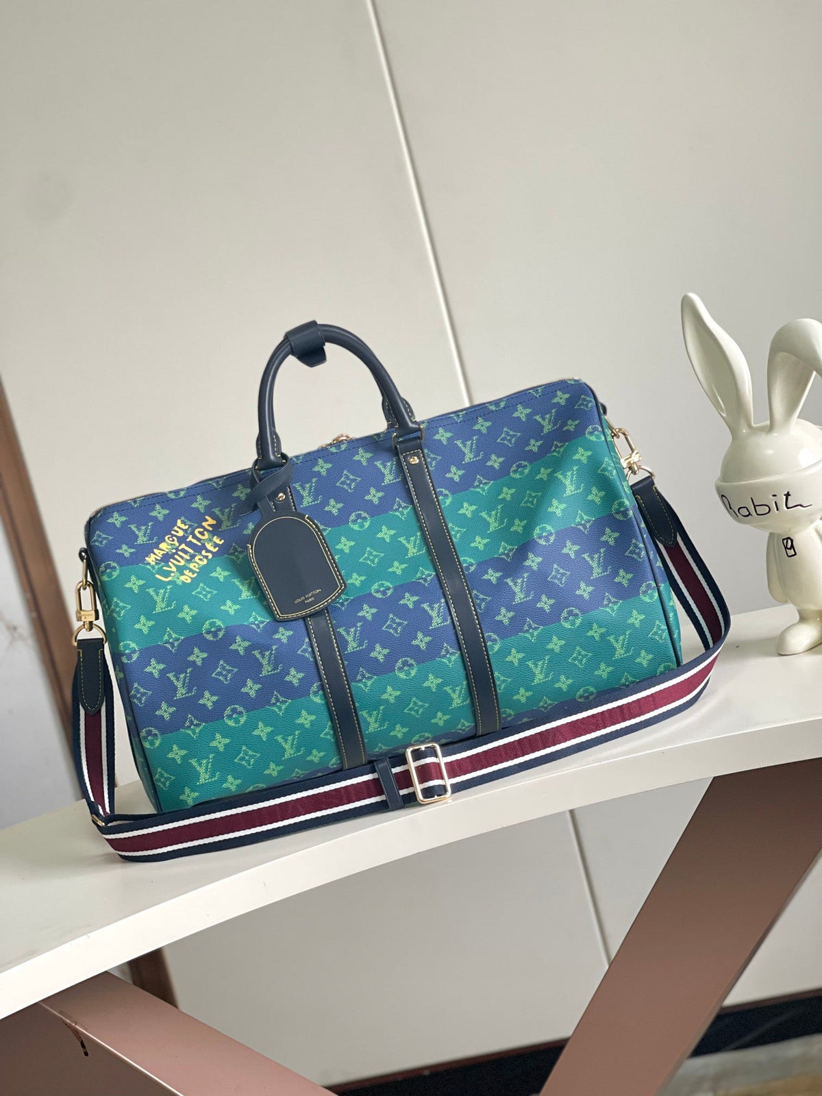 Louis Vuitton Keepall Bandoulière 50 Iridescent Blue-Green – Front View