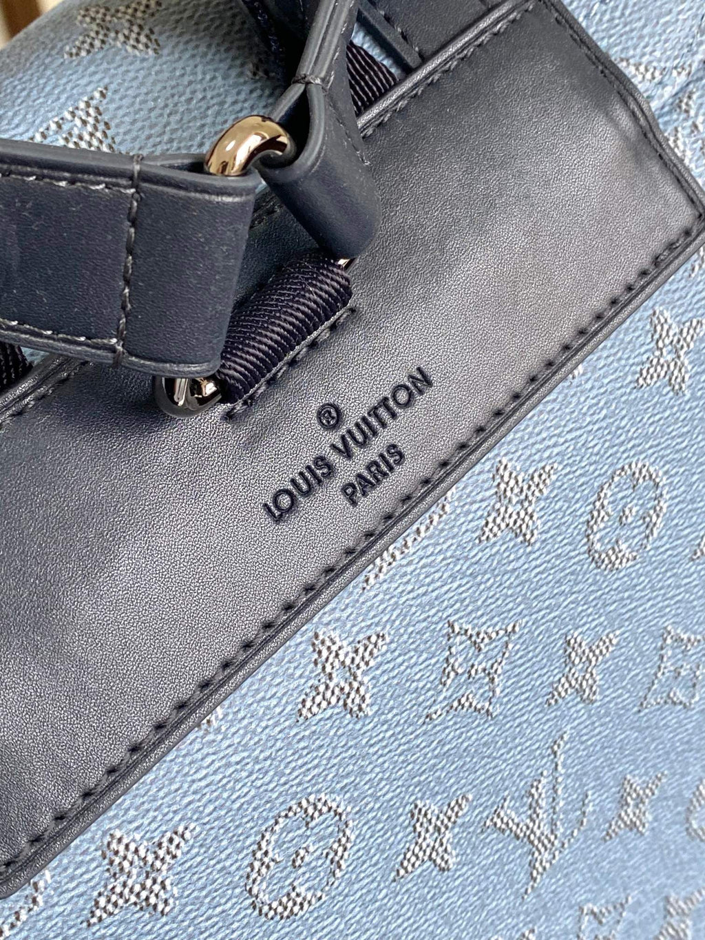 Louis Vuitton Christopher Backpack Baby Blue – Side View with Pocket
