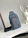 Louis Vuitton Avenue Sling Bag Monogram Eclipse Cyan – Front View with LV Logo