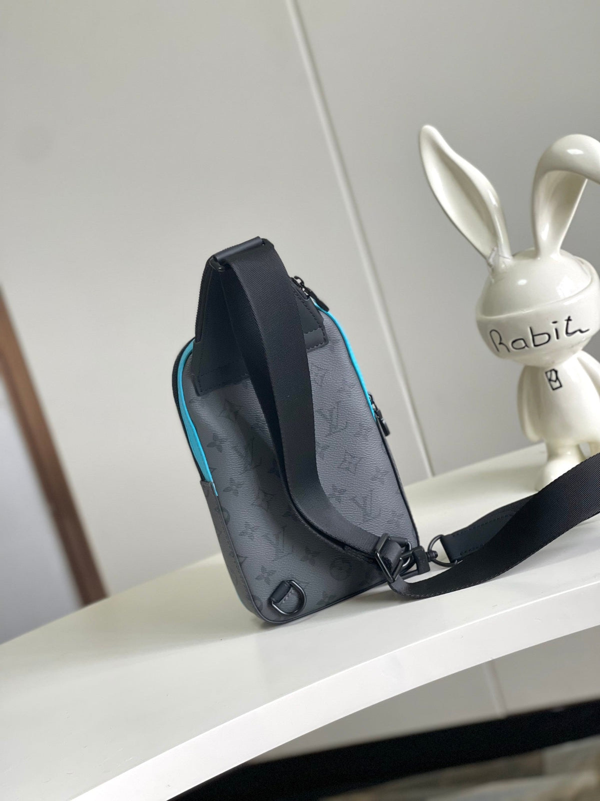 Louis Vuitton Avenue Sling Bag Monogram Eclipse Cyan – Back View