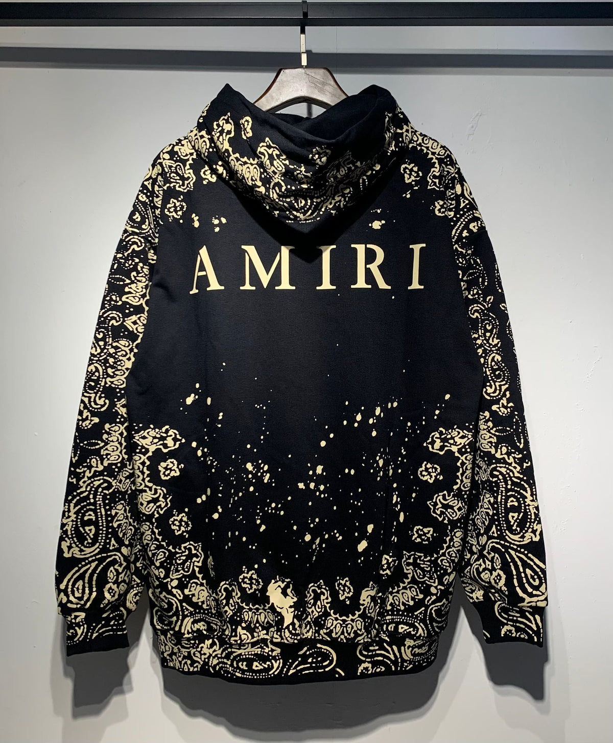 Amiri Paisley Bandana Hoodie – Black Gold back view solo with AMIRI wordmark