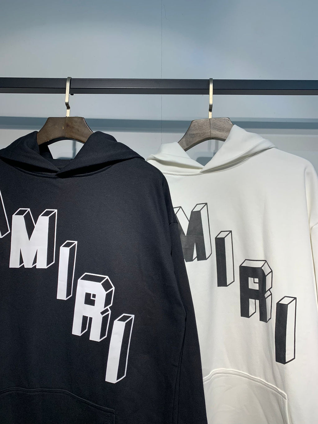 Amiri 3D Logo Hoodie – White/Cream front view with 3D logo