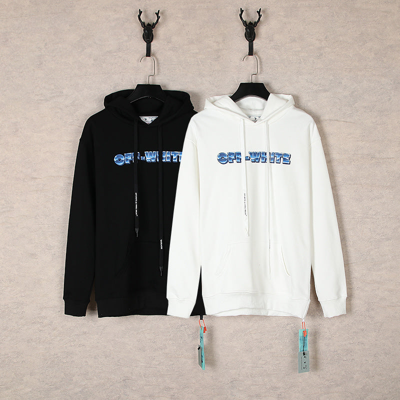 Off-White Galaxy Arrow Hoodie - Black and White Front Comparison
