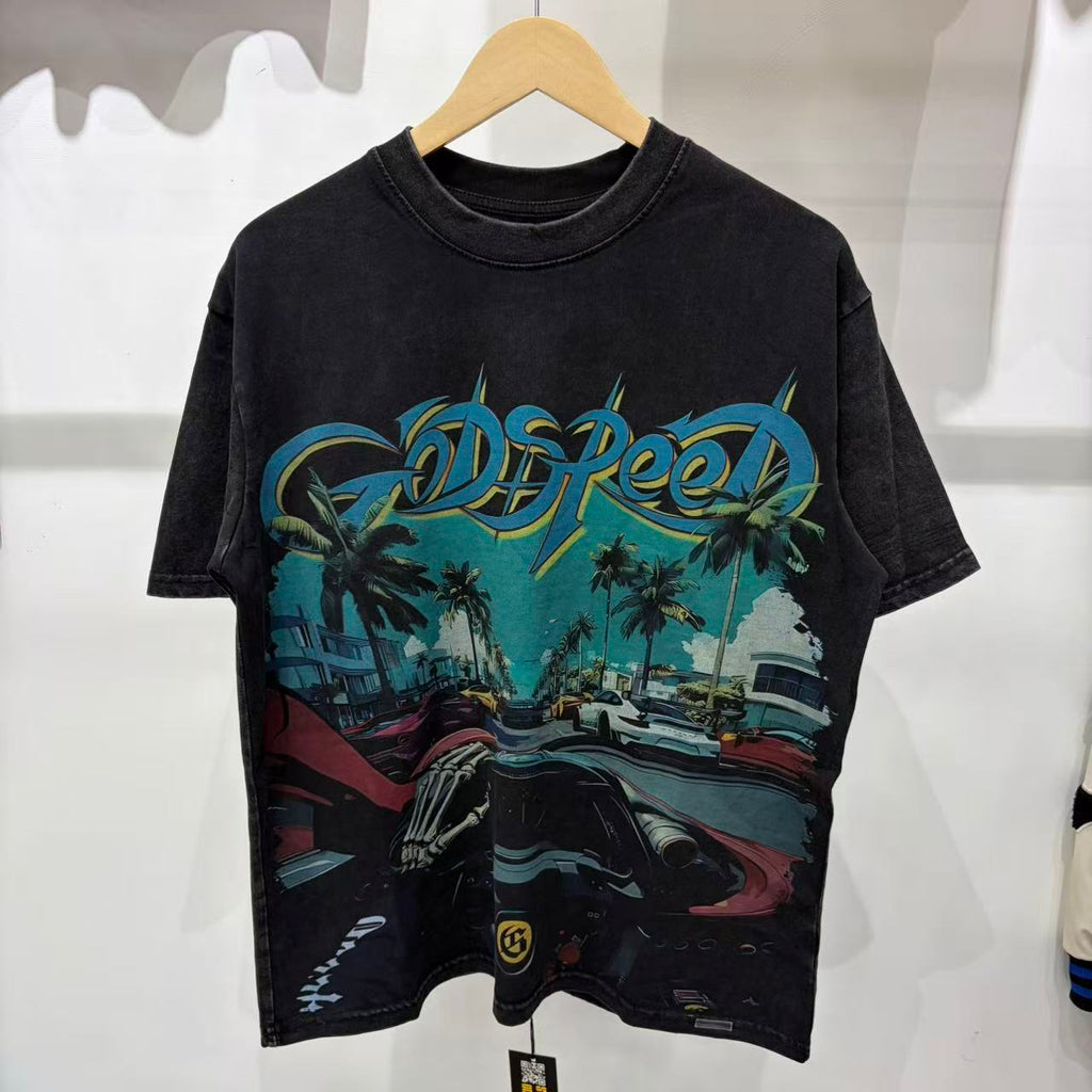Godspeed Art Basel Miami Tee - Front on hanger