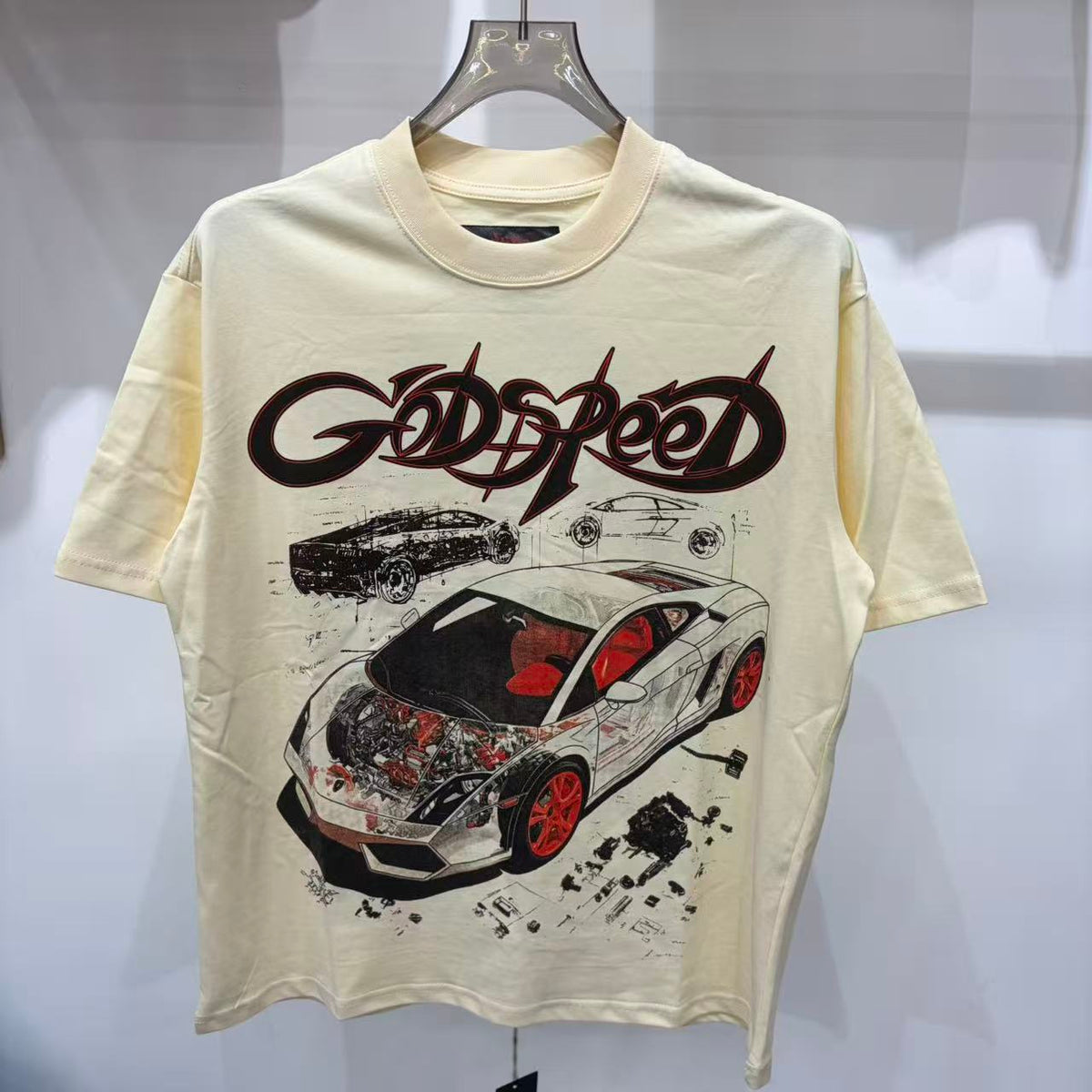 Godspeed Superrun Sunday Miami Tee - Front on hanger