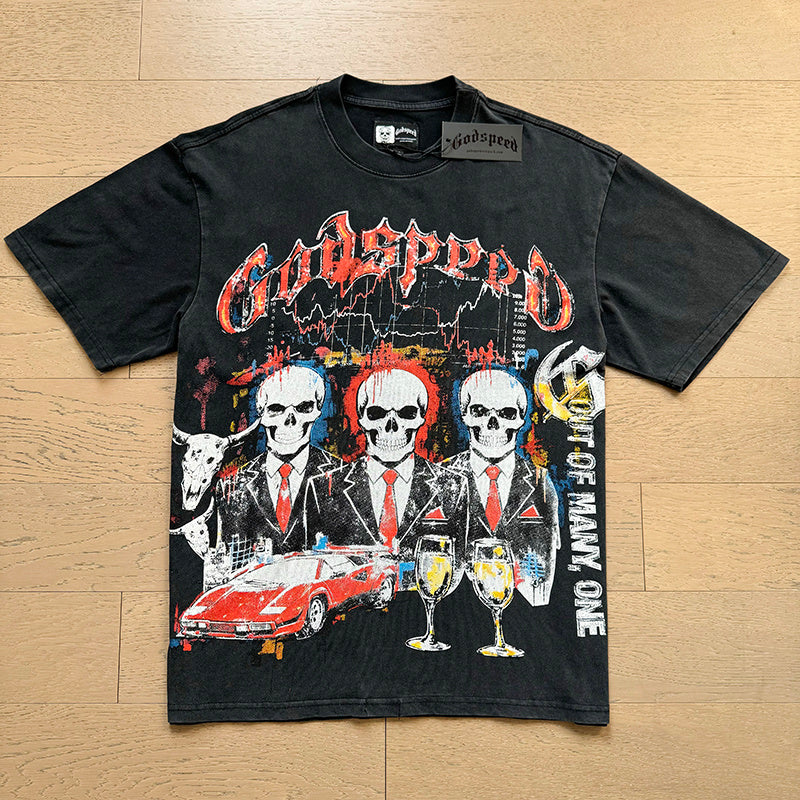 Godspeed Out Of Many One Black Tee - Front